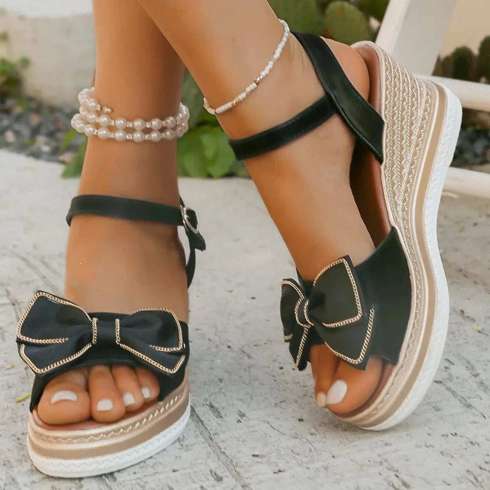Peep Toe Wedge Sandals - Trendsi - Flyclothing LLC