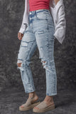 Distressed High Waist Jeans - Trendsi