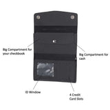 Black Trifold Long Chain Biker Leather Wallet - Unik Just for Bikers - Flyclothing LLC