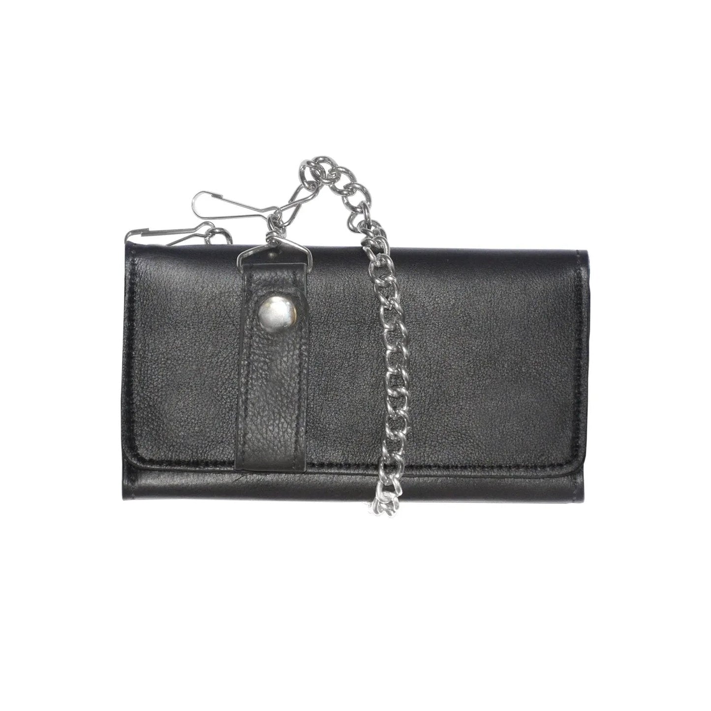 Black Trifold Leather Wallet - Unik Just for Bikers - Flyclothing LLC