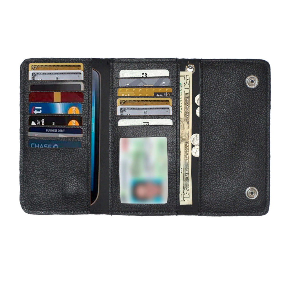 Black Trifold Leather Wallet - Unik Just for Bikers - Flyclothing LLC