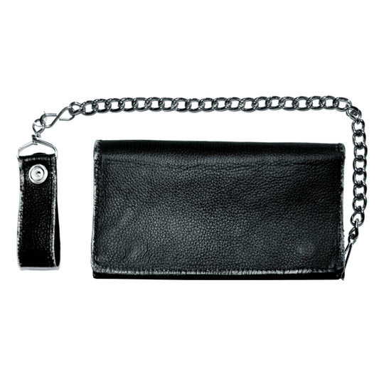 Long Black Trifold Biker Chain Wallet - Unik Just for Bikers - Flyclothing LLC