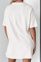 Boots Round Neck Half Sleeve Oversize T-Shirt - Trendsi - Flyclothing LLC