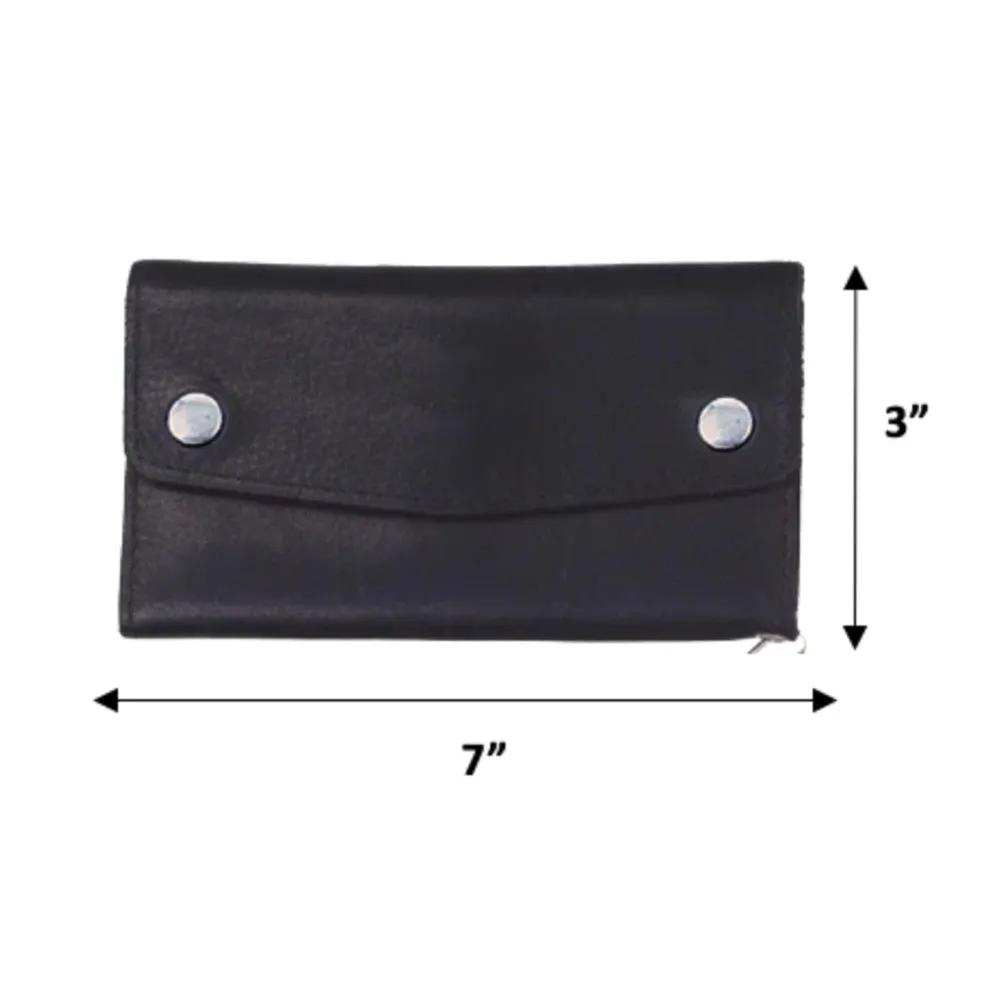 Black Snap Closure Biker Leather Wallet - Unik Just for Bikers - Flyclothing LLC