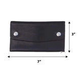 Black Snap Closure Biker Leather Wallet - Unik Just for Bikers - Flyclothing LLC