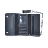 Black Snap Closure Biker Leather Wallet