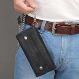 Black Snap Closure Biker Leather Wallet - Unik Just for Bikers - Flyclothing LLC