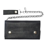 Black Snap Closure Biker Leather Wallet - Unik Just for Bikers - Flyclothing LLC