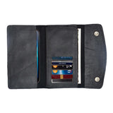 Black Snap Closure Biker Leather Wallet - Unik Just for Bikers - Flyclothing LLC