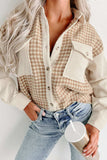 Houndstooth Button Up Long Sleeve Jacket - Trendsi - Flyclothing LLC