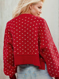 Heart-Patterned Round Neck Sweater - Trendsi - Flyclothing LLC