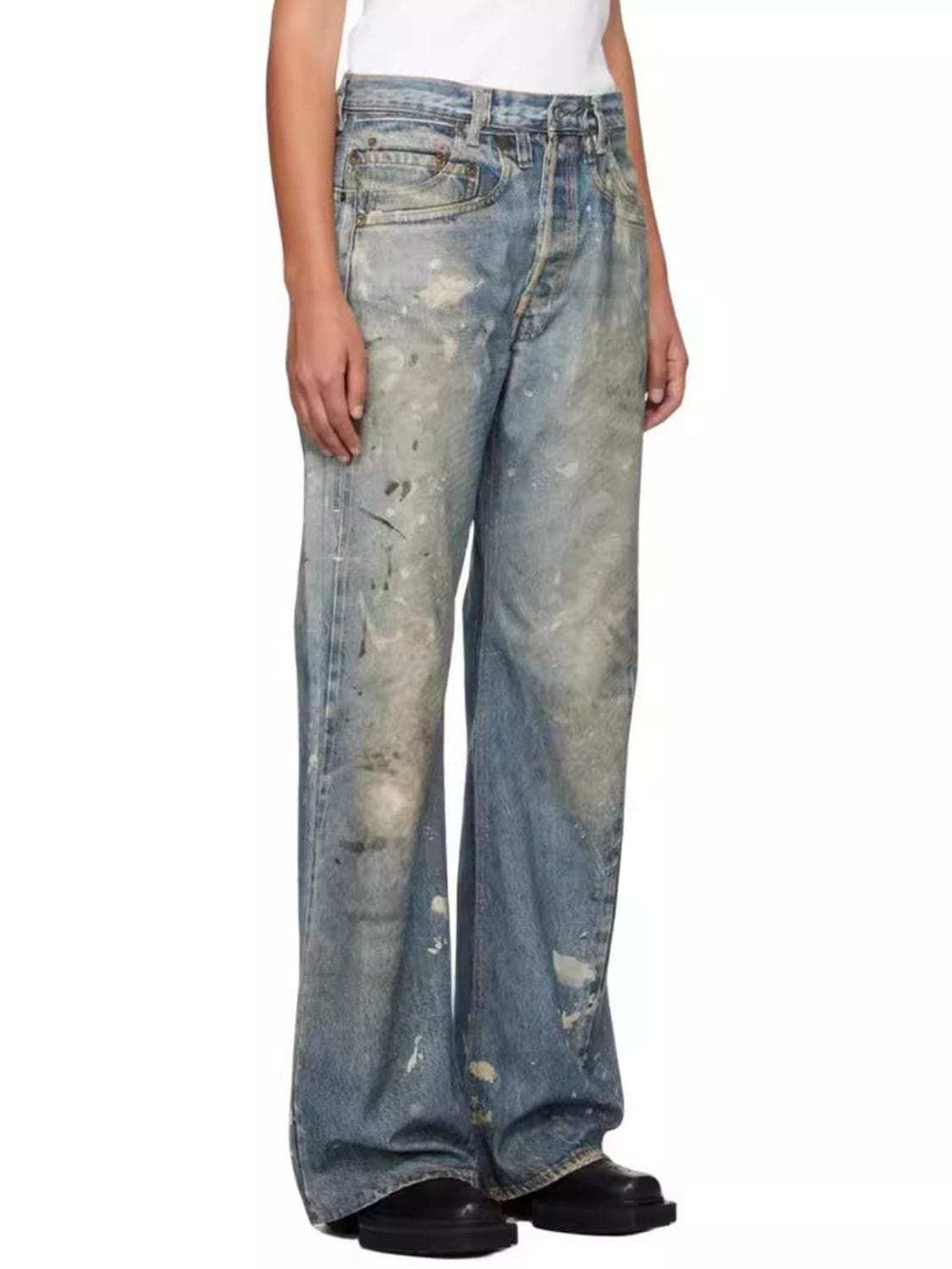 Men's Washed Printed Straight Jeans - Trendsi - Flyclothing LLC