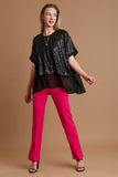 Umgee Sequin Half Sleeve Layered Blouse - Trendsi