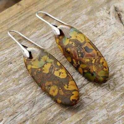 Natural Stone Copper Dangle Earrings - Trendsi - Flyclothing LLC