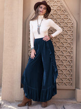 Slit Ruffled Wide Leg Pants - Trendsi - Flyclothing LLC