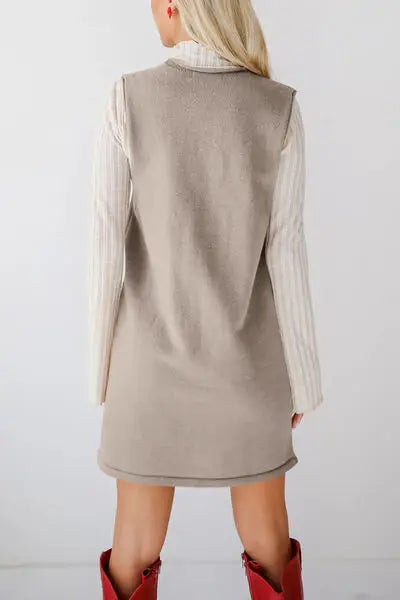 Lovelet Pocketed V-Neck Mini Sweater Overall Dress - Trendsi - Flyclothing LLC