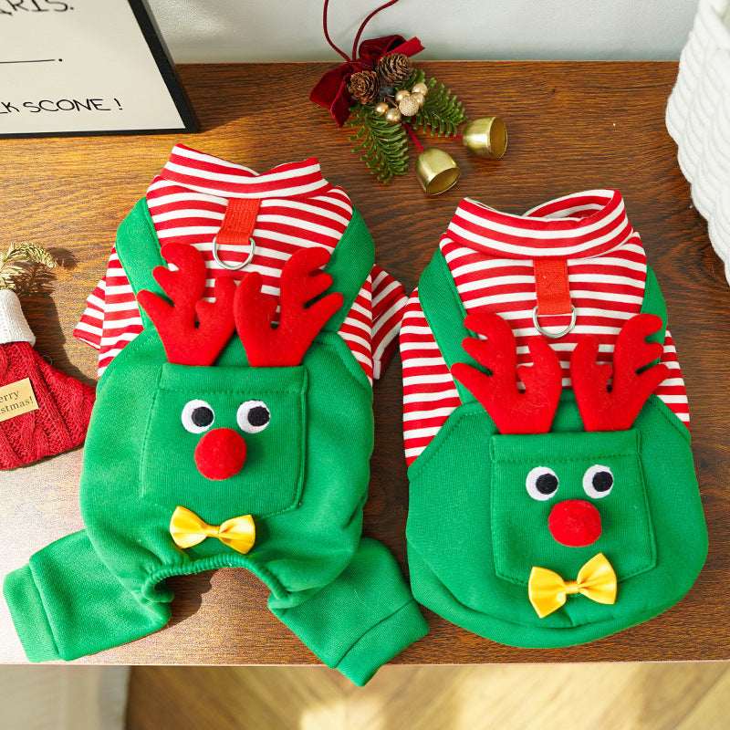 Christmas Pet Dogs Cats Coats Dress Up Costume Elk Pocket Sweatshirt Teddy Bichon Puppy Kitten Vest Xmas Warmer Pets Clothes - My Store - Flyclothing LLC
