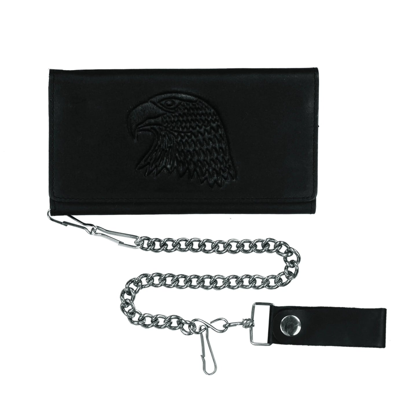 Royal Black Snap Closure Biker Chain Wallet - Unik Just for Bikers - Flyclothing LLC