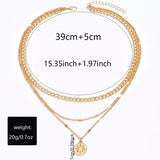 18K Gold-Plated Three Layered Pendant Necklace - Trendsi - Flyclothing LLC