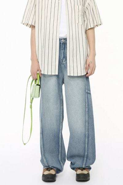 Mid Rise Wide Leg Jeans - Trendsi - Flyclothing LLC
