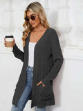 Pocketed Open Front Long Sleeve Cardigan - Trendsi - Flyclothing LLC