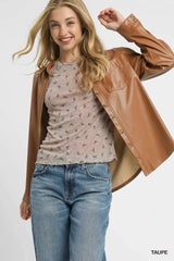 Umgee Bow Print Lightweight Knit Top - Trendsi - Flyclothing LLC