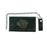 Brown Trifold Long Chain Leather Wallet - Unik Just for Bikers - Flyclothing LLC