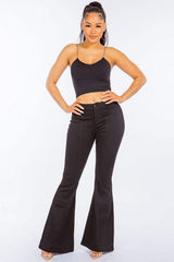 American Bazi High Waist Pull On Flare Jeans - Trendsi - Flyclothing LLC