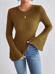 Round Neck Flare Sleeve T-Shirt - Trendsi