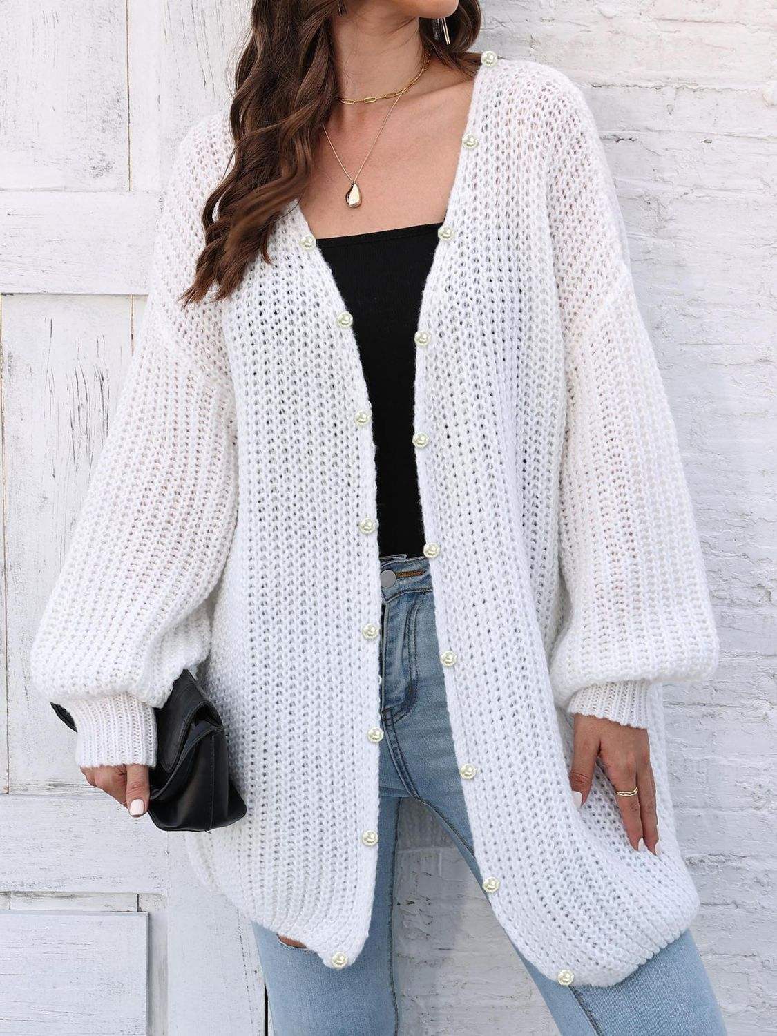 Open Front Long Sleeve Cardigan - Trendsi - Flyclothing LLC