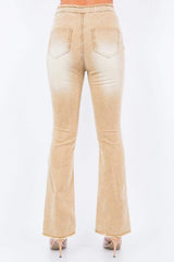 American Bazi V-Cut Ruched Flare Pants - Trendsi - Flyclothing LLC