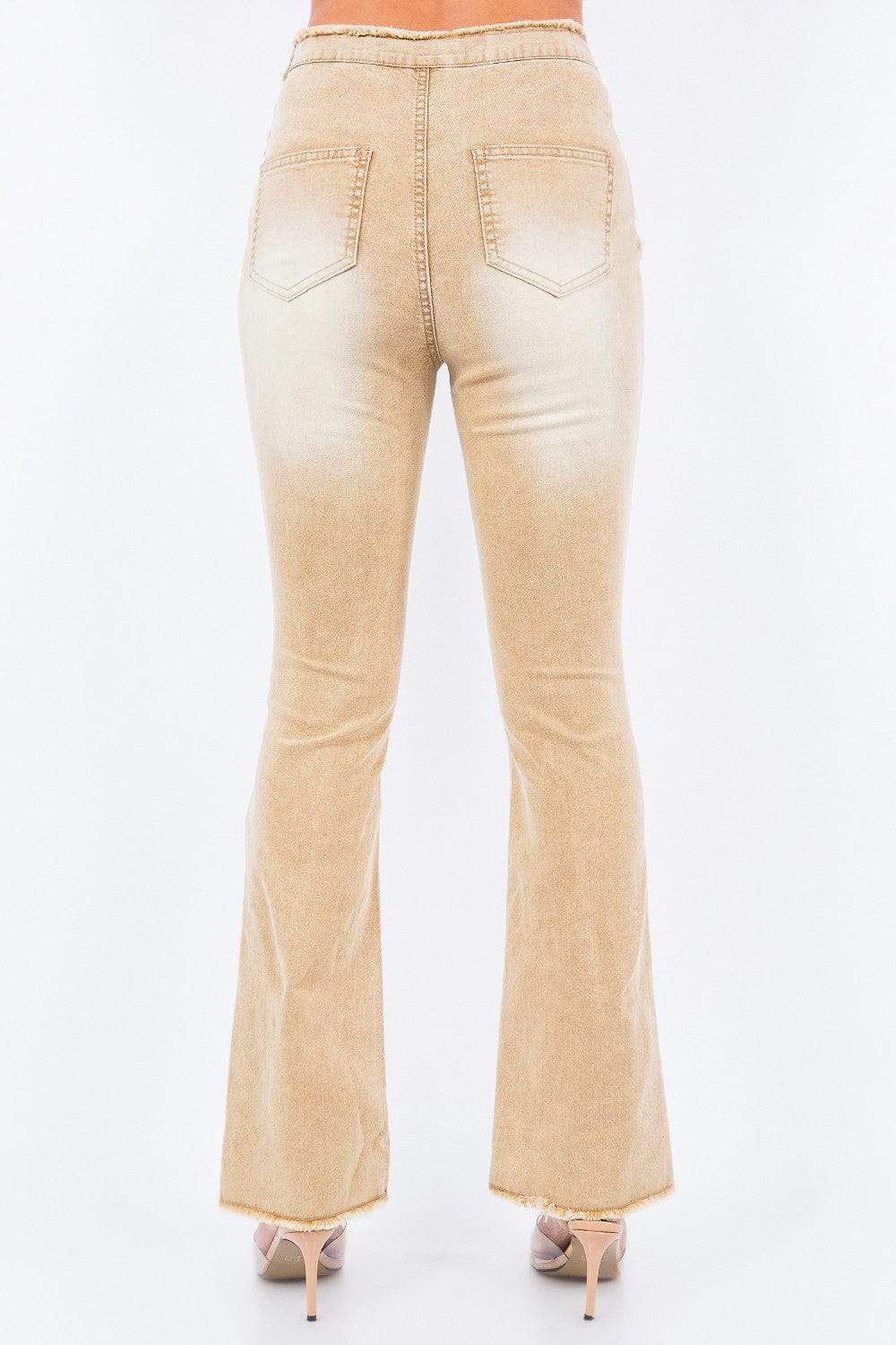 American Bazi V-Cut Ruched Flare Pants - Trendsi - Flyclothing LLC