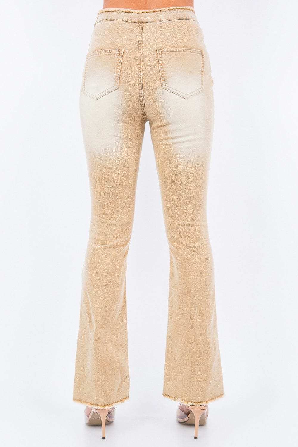 American Bazi V-Cut Ruched Flare Pants - Trendsi - Flyclothing LLC