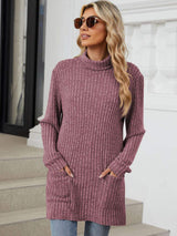 Ribbed Mock Neck Long Sleeve T-Shirt - Trendsi - Flyclothing LLC