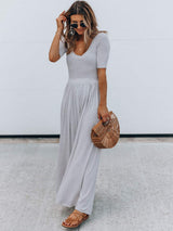 Scoop Neck Short Sleeve Jumpsuit - Trendsi - Flyclothing LLC