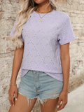 Eyelet Round Neck Short Sleeve Top - Trendsi