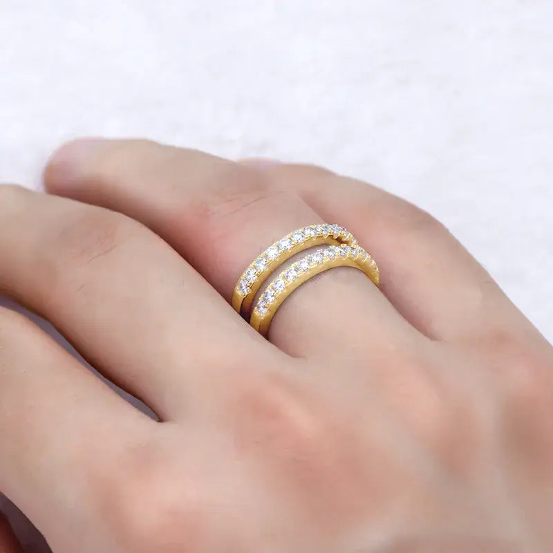 925 Sterling Silver Moissanite Double Layered Ring - Trendsi - Flyclothing LLC