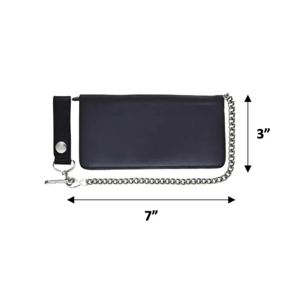 Black Bifold Leather Biker Wallet - Unik Just for Bikers - Flyclothing LLC