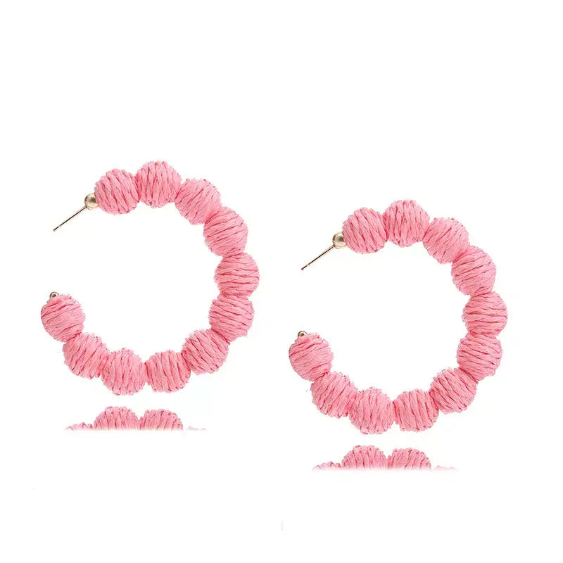 Raffia Grass C-Hoop Earrings - Trendsi - Flyclothing LLC