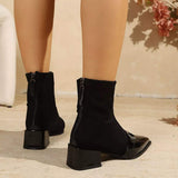 Chic Pointed Toe Sock Boots with Buckle Detail - Trendsi - Flyclothing LLC