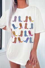 Boots Round Neck Half Sleeve Oversize T-Shirt - Trendsi - Flyclothing LLC