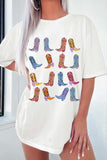 Boots Round Neck Half Sleeve Oversize T-Shirt - Trendsi - Flyclothing LLC