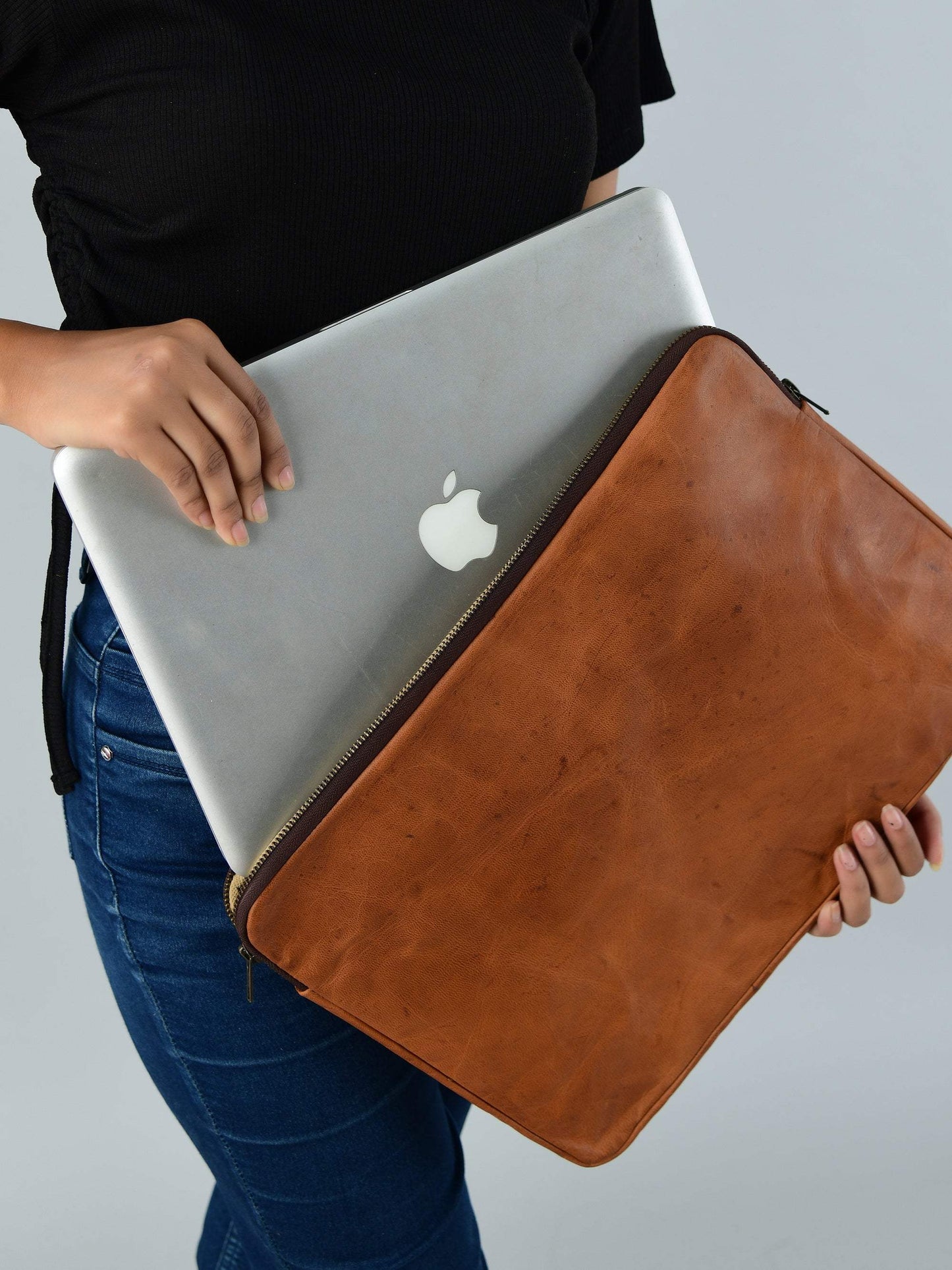Zento Laptop Sleeve - Tan Brown - Classy Leather Bags - Flyclothing LLC