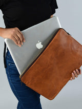 Zento Laptop Sleeve - Tan Brown - Classy Leather Bags - Flyclothing LLC