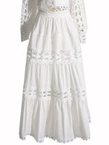 Lace Button Up Long Sleeve Top and Skirt Set - Trendsi - Flyclothing LLC