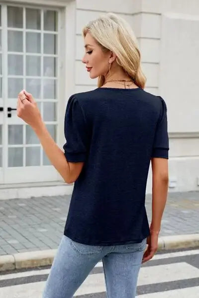 Round Neck Short Sleeve T-Shirt - Trendsi - Flyclothing LLC
