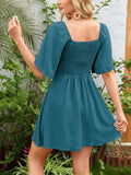 Smocked Back Knotted Flutter Sleeve Dress - Trendsi - Flyclothing LLC