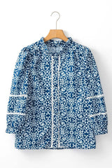Printed Mock Neck Long Sleeve Blouse - Trendsi - Flyclothing LLC