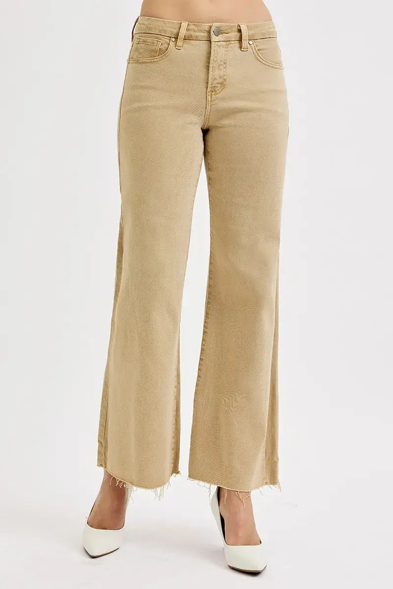 RISEN Full Size Raw Hem Wide Leg Jeans Plus Size - Trendsi - Flyclothing LLC