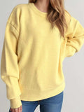 Round Neck Dropped Shoulder Long Sleeve Sweater - Trendsi - Flyclothing LLC